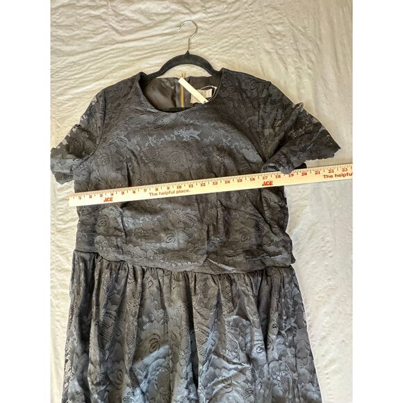 NWT Asos Womens Black Dress 14 short Sleeve midi dress zipper Nylong‎ lace - Picture 4 of 6